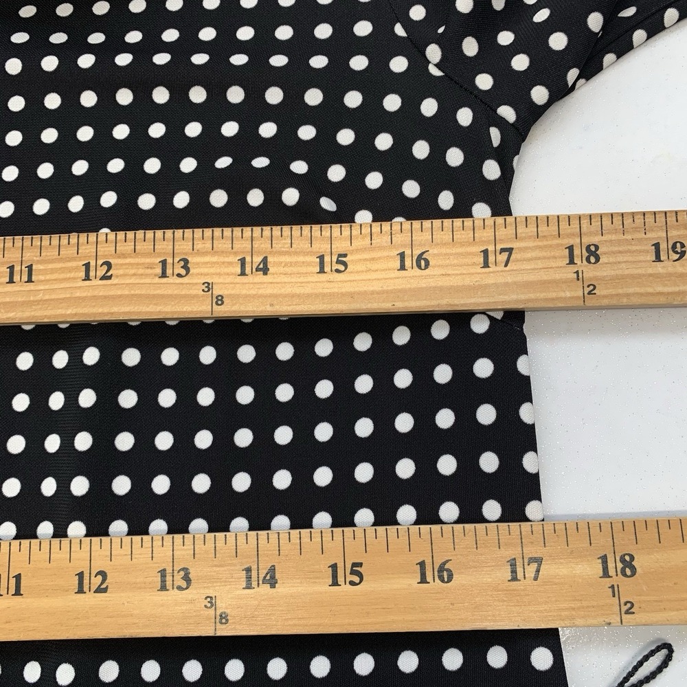 Talbots Black White Polka Dot Dress Shift MP Stretch Knit Knee Length 3/4 Sleeve - Picture 8 of 9